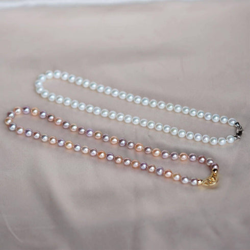 Multicolor 8-9mm AAA Chinese Akoya Cultured Pearl Necklace - House Of Pearls